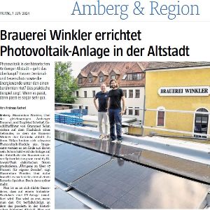 Brauerei Winkler errichtet Photovoltaik-Anlage in der Altstadt